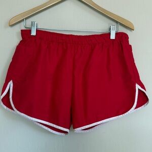 Vintage Hang Ten Red Women’s Lifeguard Shorts White Trim 90s 80s Medium USA